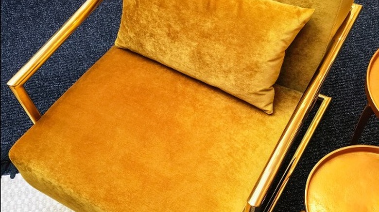 Orange gold velvet chair