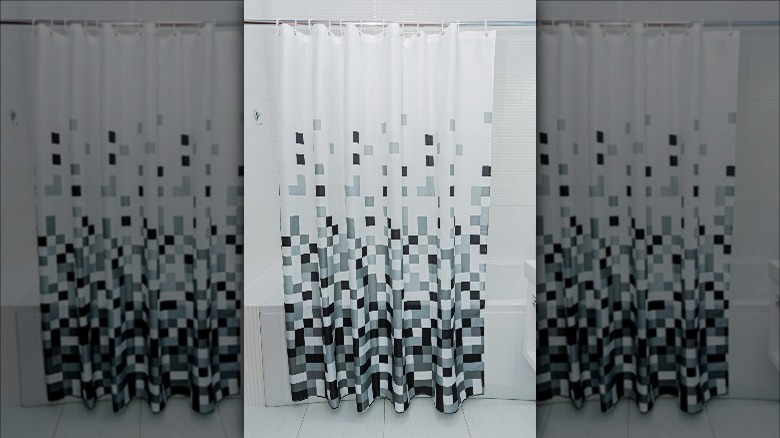 black and white curtain