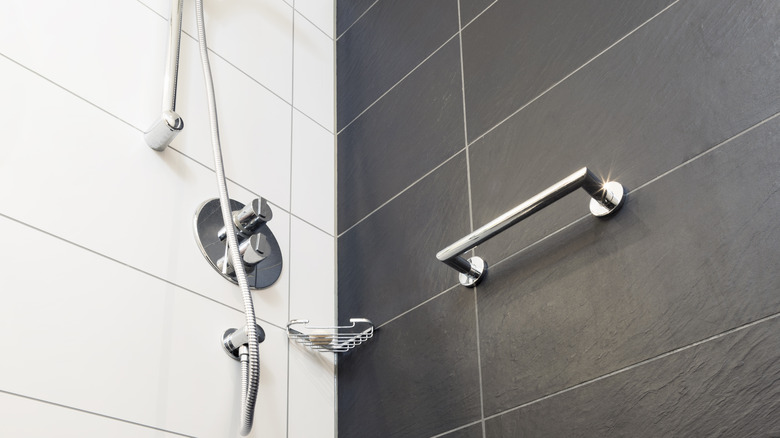 black and white shower tiles