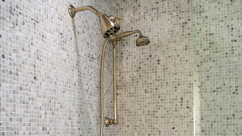 shower with mosaic tiles