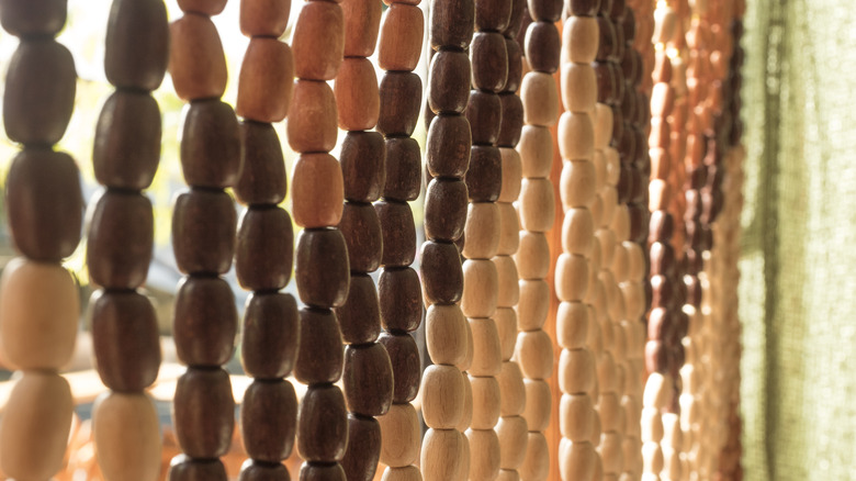 Curtain made from wooden beads