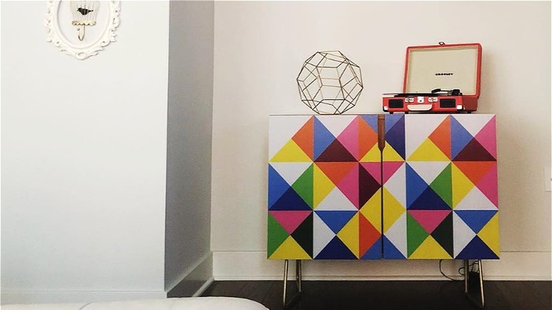 Geometric painted cabinet