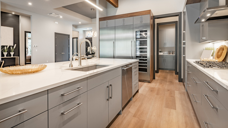 Kitchen island with a dishwasher and sink