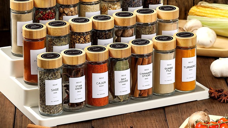 Labeled matching spice jars 