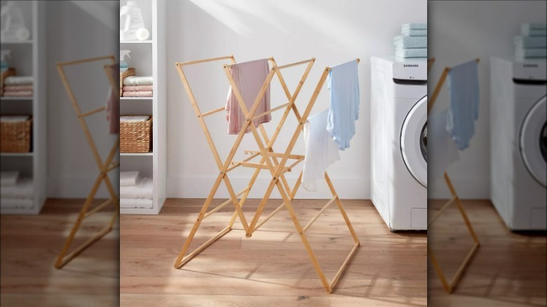 Bamboo clothing drying rack