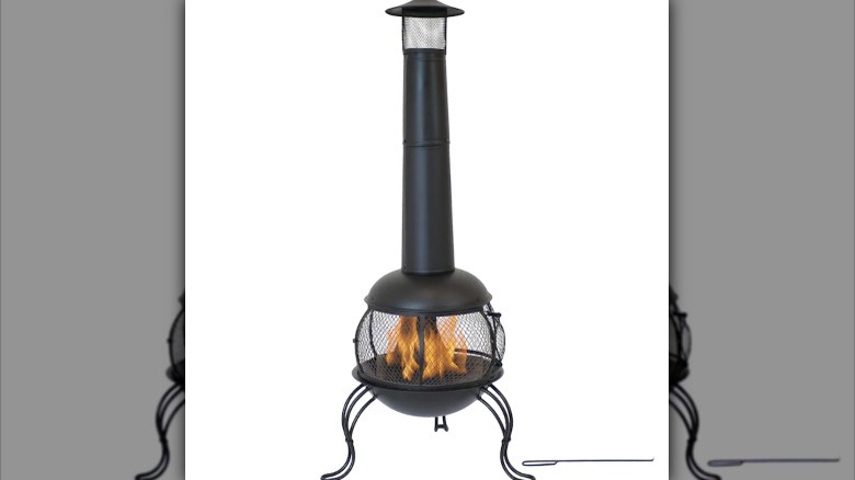 Tall black mesh chiminea 