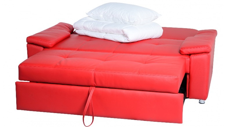 Red pull out futon couch