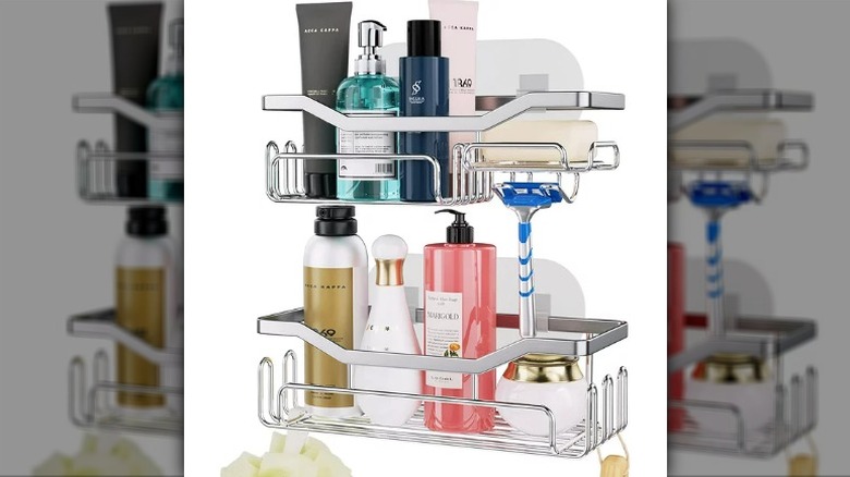 Shower shelf with rims