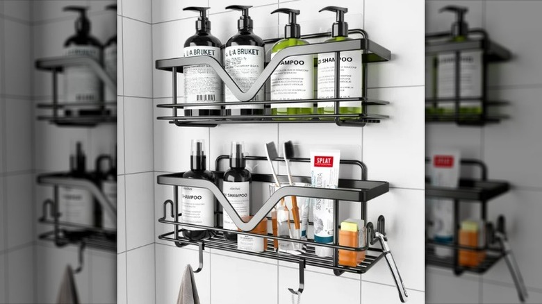 Shower shelf with angles