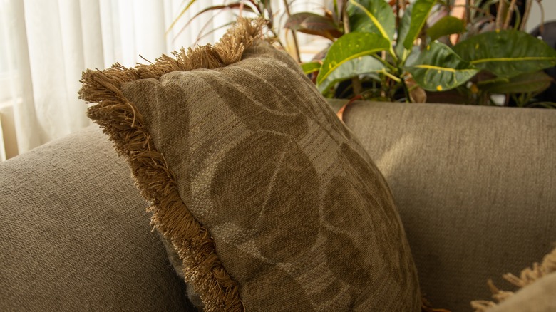 earthy plant patterned pillows