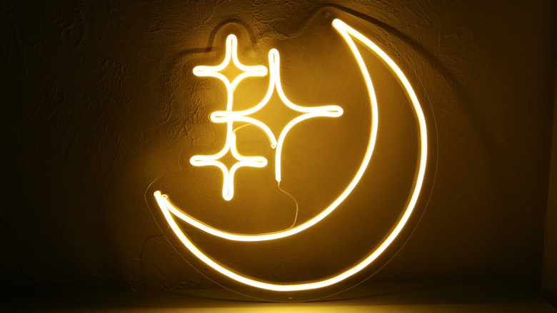 moon and stars neon light