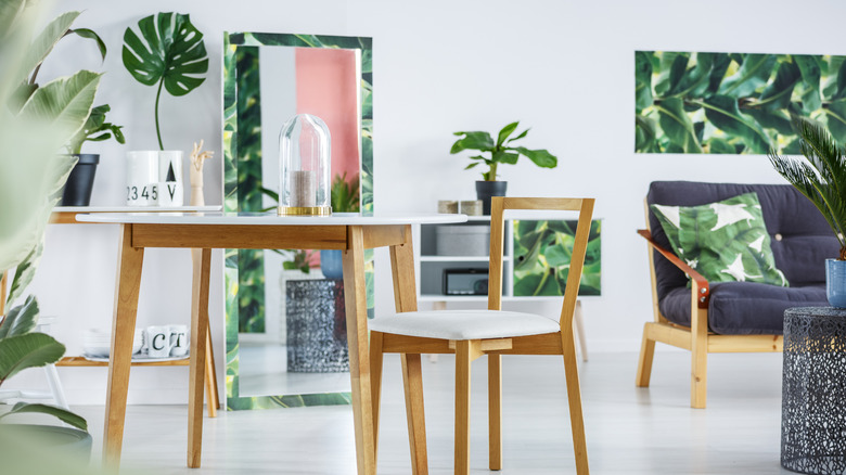 Tropical print dining/living room