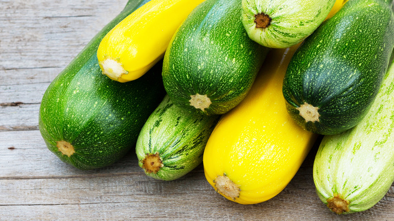 Yellow squash and zucchini on table