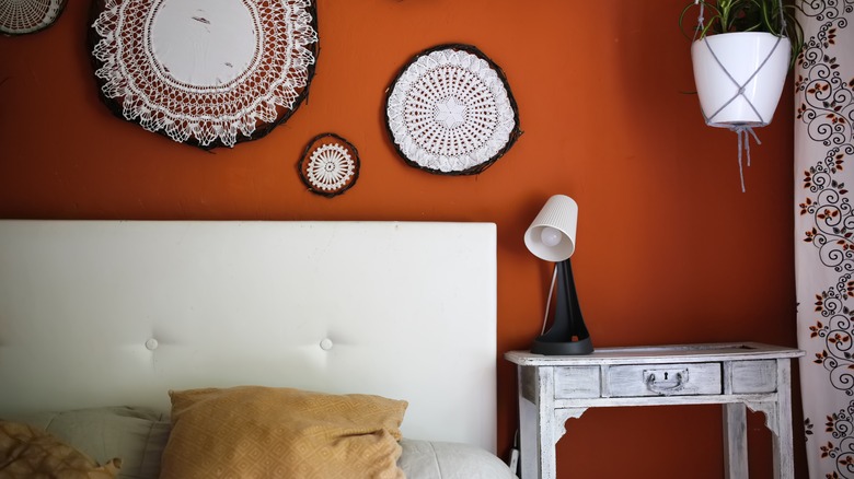 Terracotta colored wall paint bedroom