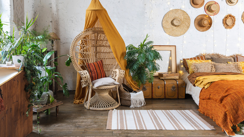 Warm toned boho bedroom