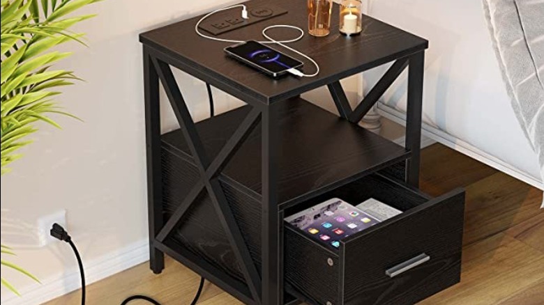 black bedside table