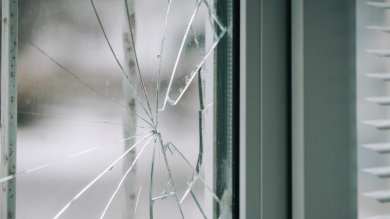 window with broken glass