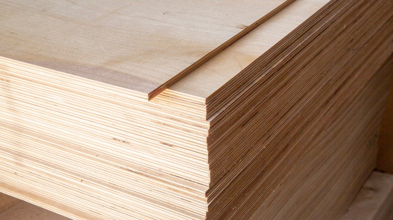 stacks of plywood