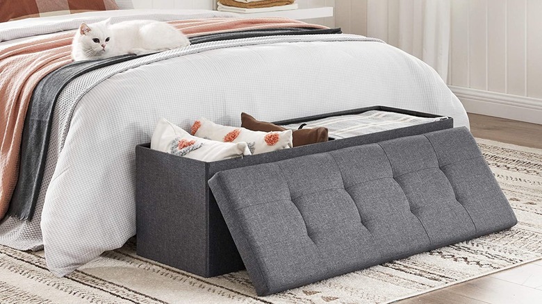 Grey bed ottoman