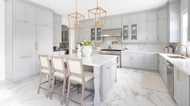 Kitchen with marble countertops