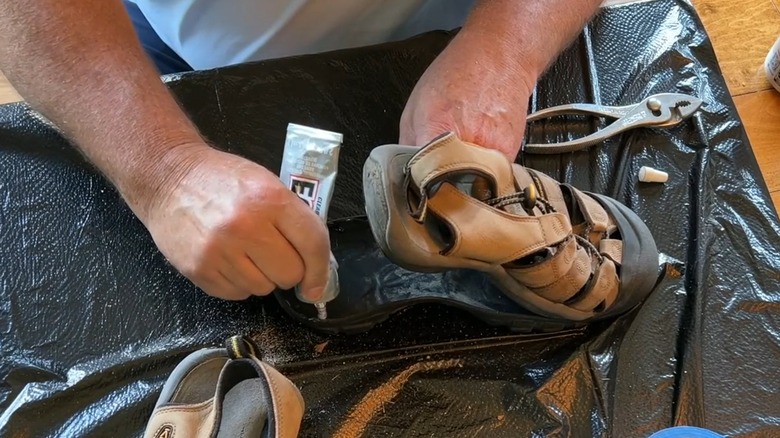 Using E6000 to repair shoes