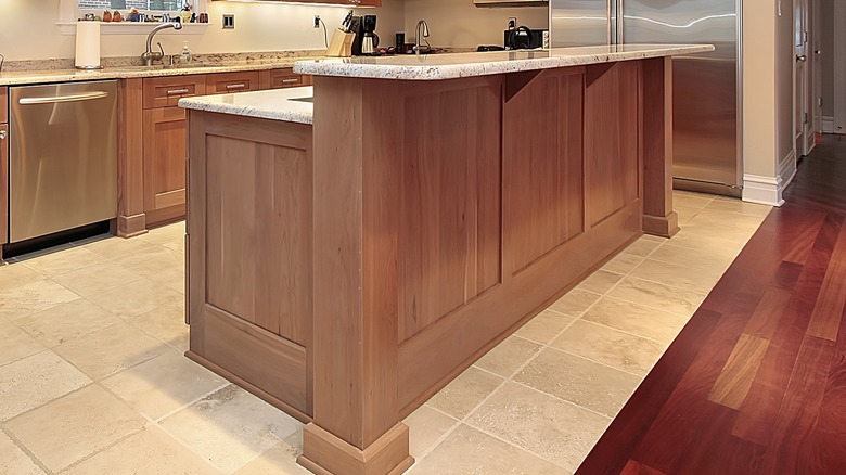 Two-tiered wood kitchen island