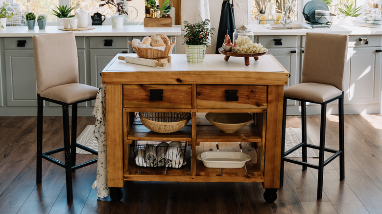 Antique table in kitchen