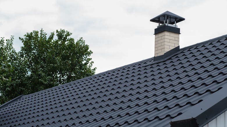 Closeup metal shingles