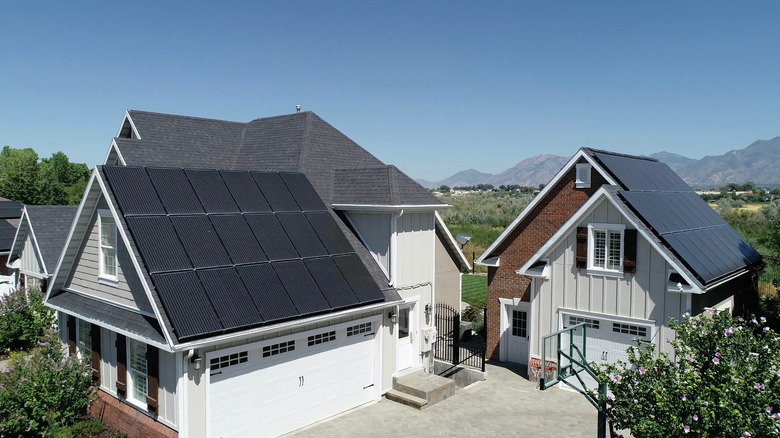 Houses with solar shingles