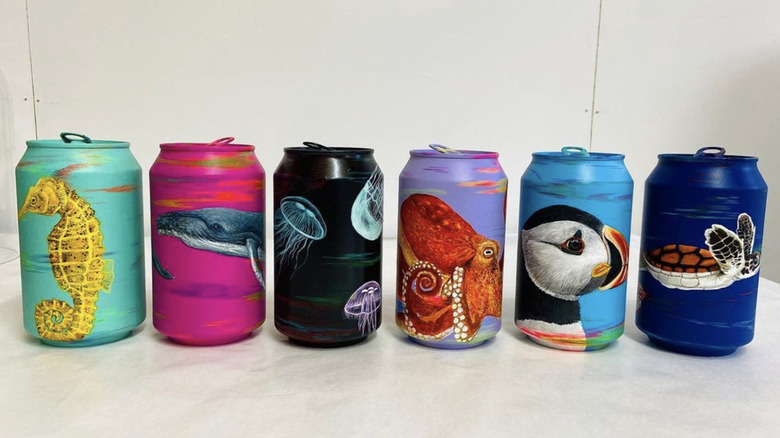 Soda cans artfully painted