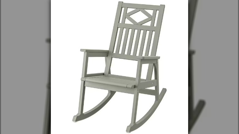 Gray wooden rocking chair