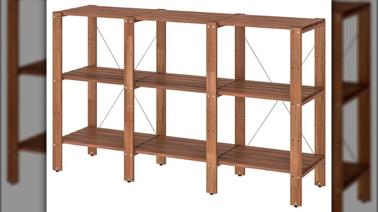 Wooden outdoor shelving unit