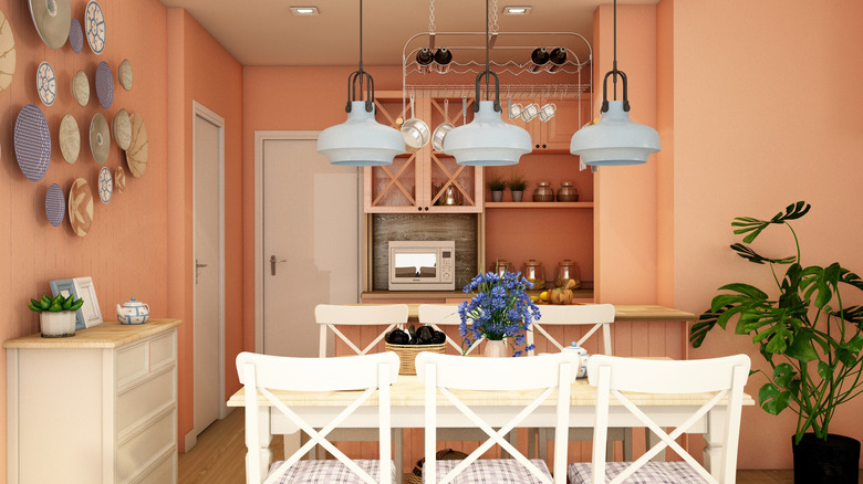 Light orange coral dining room