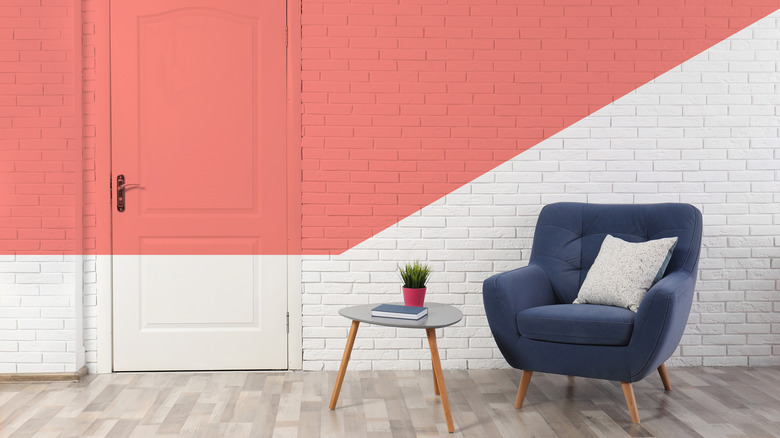 Coral and white wall