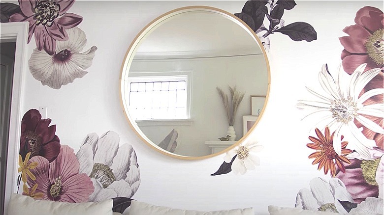 flower wall decals with mirror