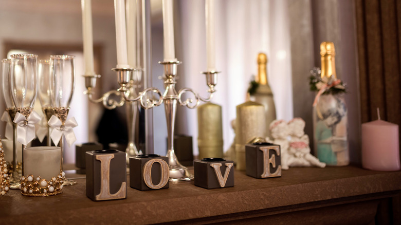 Love sign on bar cart