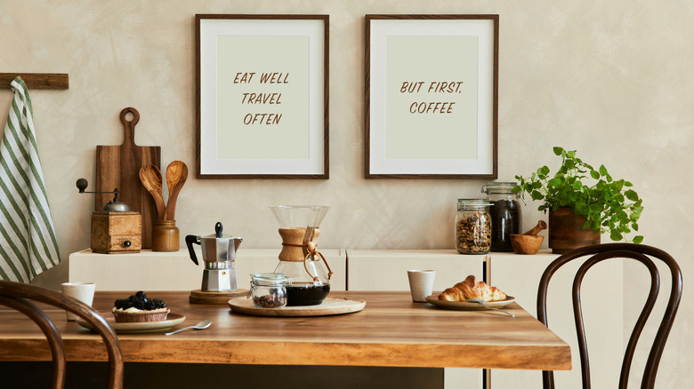 dining room with text art