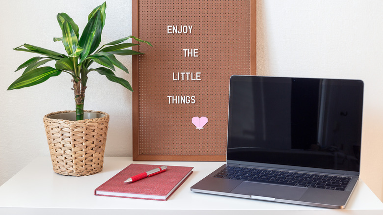 Desk with a corkboard