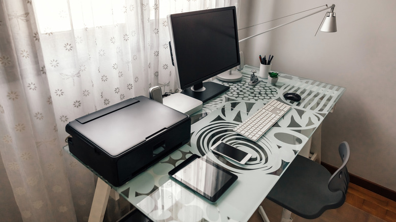 Desk with a computer