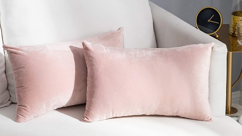 Pink velvet throw pillows