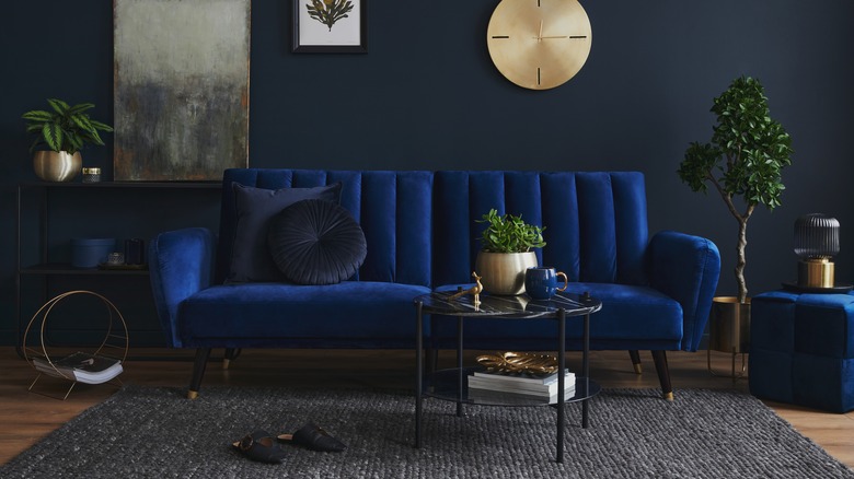 dark blue sofa