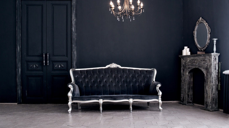 black velvet sofa