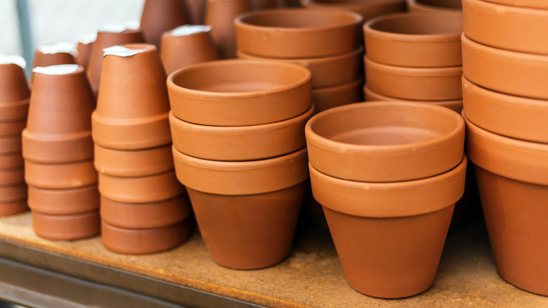 stacked terracotta pots