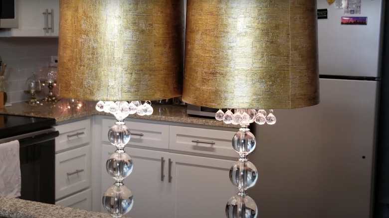 golden wallpaper on lampshades