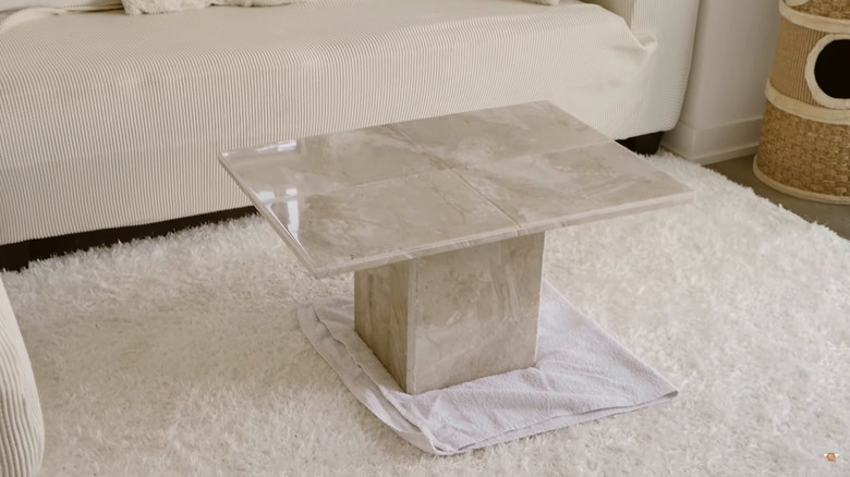 travertine tiled coffee table