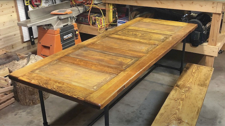 custom table from old door