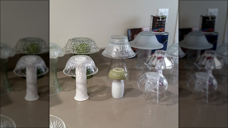 mushrooms made from glassware