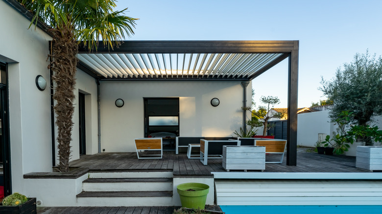 pergola and modern home