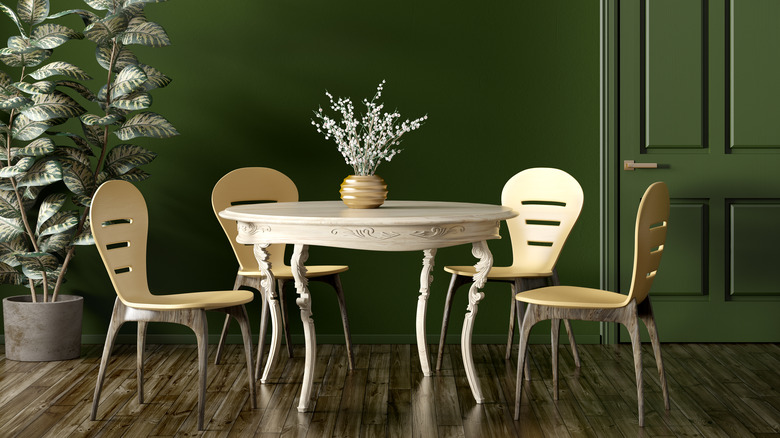 Dark green dining room