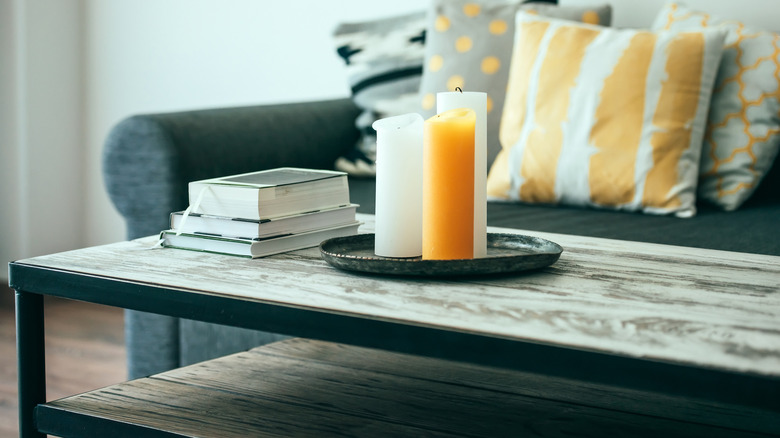 coffee table with candles